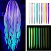 Pieza de Peluca Luminosa Transfronteriza Europea y Americana Pieza Única Colorida Larga Recta Teñida en Oreja Extensiones de Cabello de Seda Clip de Cabello