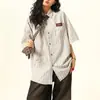 Camisa a Rayas Estilo Retro Americano Corte Holgado Estilo Japonés Versátil para Mujer Estilo Universitario Diseñador Nicho Camisa Top