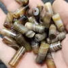 Pulseira de Contas Tubulares Retas de Calcedônia Cor de Café com Incrustação de Ágata