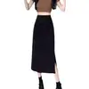 Falda Larga con Abertura para Mujer, Falda de Longitud Media a la Moda, Nuevo Estilo Verano 2026, Falda Bodycon Plisada, Falda de Traje de Cintura Alta para Figuras Pequeñas