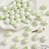 Cuentas de cerámica verde fresco flor linda encantadoras cuentas sueltas accesorios para pulsera de cuentas hechas a mano diy bolsa