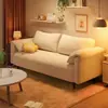 Sofá para sala de estar, apartamento pequeño, propiedad de alquiler, dormitorio, de dos o tres plazas, diseño de oreja de elefante, sofá perezoso, sofá de tela de líneas rectas