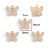 Nuevo Colgante de Mariposa con Incrustaciones de Diamantes Dorados Aleación KC para Pulsera, Llavero, Collar, Pendiente Decoración Colgante W686