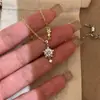Collar de Estrella Centelleante de Moissanita de 1 Quilate para Mujer, Cadena para Clavícula de Diseño Nicho Estilo Ins Chapado en Oro de 14K