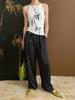 Pantalones rectos con cintura elástica y estampado oscuro de jacquard, estilo nacional, con hebilla redonda de perla china, SN5467