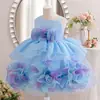 Vestido de Niña Tutú Falda Verano Manga Media Niña Flor 3D Vestido de Princesa Vestido para Actuación de Primer Cumpleaños