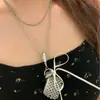 Colar Bolsa Longa Estilo Coreano Moda Design de Nicho Corrente de Pescoço Corrente de Lã Corrente para Clavícula Pingente Ins para Mulheres