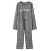 Algodón Puro Conjunto de Pijama de Manga Larga con Dibujos para Hombre Ropa de Casa Talla Grande Pantalones Sueltos Otoño para Hombre Se Puede Usar al Aire Libre