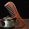 Pente de sândalo de dentes largos ouro preto sândalo dentes grandes cabelo cacheado pente longo produção artesanal tradicional massagem caseira prevenção da queda de cabelo