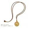Collar brújula de mortero valiente en oro antiguo y oro del mismo estilo de Wei Xue, cadena de clavícula simple de alta gama, moda exquisita, para mujer