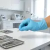 Luvas descartáveis de nitrilo antiestáticas, sem pó, superfície texturizada
