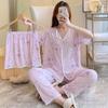 Verão Conjunto de Pijama Novo de Três Peças Cardigan Manga Curta Shorts Desenho Animado Solto Ins Fofo Calças de Pijama Roupa de Casa