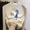 Top térmico de cuello medio forrado de forro polar para niñas, otoño e invierno, capa interior cálida, forrado de forro polar, camiseta de manga larga para niños mayores, moderno