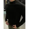 Bonita Camiseta Básica Negra de Cuello Alto para Hombre Otoño e Invierno Sudadera Raglán Americana Camiseta Deportiva de Fitness de Manga Larga Moderna
