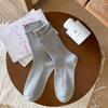 Meias com Laço de Veludo para Mulheres, Meias estilo Ballet até o Meio da Panturrilha, Meias Japonesas de Camada Dupla com Babados e Caídas, Meias Longas de Ponto Duplo para Mulheres