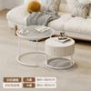Mesa de centro moderna y sencilla de cristal con cajón redondo para el hogar, estilo crema, para apartamentos pequeños, con placa de roca, mesa de centro telescópica combinada