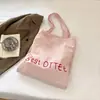 Bolsa Tote de Lona Cor Sólida Casual para o Trabalho Feminina de Grande Capacidade Personalidade com Alça de Mão e Ombro Estilo Relaxado de Estudante Moda