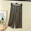 Calças de Verão Femininas de Modal, Calças de Meio Comprimento Emagrecedoras, Calças Cropped Largas Finas, Calças Casuais Soltas para Casa e Dormir de Tamanho Grande