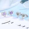Brincos de prata esterlina S925 em formato de coração com diamantes, personalidade coreana, simples, Joias femininas da moda, uma geração de cabelo