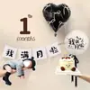 Accesorios para Fotos de Luna Llena de Bebé 100 Días Arreglo Decoración de Escena de Bebé Globos 100 Niños y Niñas Sentido Ritual 30 Días