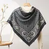 Lenço Quadrado Fino de Seda e Lã para Primavera e Verão o Ano Todo Feminino 200 Xale Étnico Lenço para Ar Condicionado Feminino Customização de Fábrica