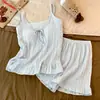 2026 Novo Pijama Sexy com Sutiã de Alça Acolchoado para Mulheres, Shorts de Verão, Roupa Caseira Doce para Meninas, Pode Ser Usado Fora no Verão