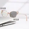Gafas Europeas y Americanas Cat-Eye que Cambian de Color, Gafas Retro Personalizadas con Patillas de Resorte, Gafas Planas de Moda de Marco Grande para Mujer de Gama Alta