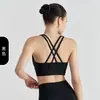 Top de yoga transfronteiriço com design de costas cruzadas, sutiã esportivo à prova de choque e com suporte, top fitness