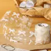 Fita Pet Cortada em Formato de Molho de Tomate Série Estrelada Branca Lisa Estilo Europeu Padrão Transparente Básico Base para Journaling DIY Colagem