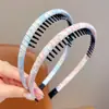 Diadema de Tela a Cuadros para Niñas con Dientes para Bebé, Lazo para el Cabello Antideslizante, Diadema Simple para Fijar Mechones Sueltos Infantiles, Nuevo