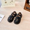 Zapatos de Princesa con Lazo para Niñas 2025 Primavera y Otoño Nuevos Zapatos Pequeños de Cuero para Niños Suela Blanda Mocasines Negros para Niños Medianos y Grandes