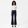 Jeans Elegantes y Sofisticados de Nueve Puntos Totalmente Elásticos de Cintura Alta Ligeramente Acampanados para Mujer en Blanco, Talla Petite 26, Nueva Colección de Principios de Otoño