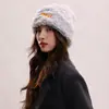 Gorro de Punto de Color Sólido Holgado para Mujer en Invierno, Moderno y a la Moda, Hace que la Cara Parezca Más Pequeña, Cálido y Protector de Orejas, Sombrero de Lana
