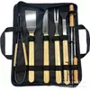 Set de Herramientas Pequeñas para Barbacoa de Acero Inoxidable 410 Más Vendido Transfronterizo con Mango de Madera para Reuniones Familiares, Camping y Barbacoa Portátil