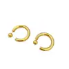 Pendientes Grandes en Forma de C Estilo Ins Coreano y Japonés Huecos Chapados en Cobre Oro Real Aguja de Plata 925 Aro Pendientes de Lujo Ligero de Moda