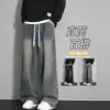 Jeans de pierna recta estilo americano con forro de polar para hombre, pantalones gruesos para otoño e invierno, marca de moda de alta calle unisex, corte holgado, talla grande