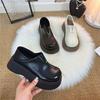Zapatos de vestir individuales de estilo británico con punta redonda, nuevos de la temporada Primavera 2025, mocasines casuales versátiles, zapatos individuales de cuero suave retro con suela gruesa JK para mujer