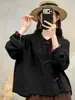 Nueva colección de primavera y otoño: Camisa larga versátil, casual y elegante de estilo chino con cuello mandarín y tapeta abotonada, en un diseño de top corto para mujer