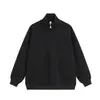Sudadera limpia de ajuste medio con media cremallera y cuello alto en blanco y gris para hombre, silueta estilo americano, jersey para pareja, chaqueta deportiva con cuello alto