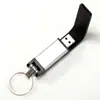 Memoria USB de cuero marrón 128GB portátil DIY grabado gratuito Memoria USB regalos empresariales creativos Llavero de metal Memoria USB
