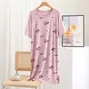 Pijama de Noche de Manga Corta con Estampado de Cachorro Lindo de Dibujos Animados para Mujer, Ropa de Casa Nueva de Verano, Vestido Holgado