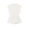 Atacado de Roupas Femininas Transfronteiriças Estilo Europeu e Americano 2026 Nova Moda Elegante Sem Mangas Gola Redonda Bainha Curta Top Camiseta