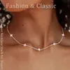 Elegante y de Moda Collar de Trébol de Cuatro Hojas de Zirconia Microincrustada con Gypsophila, Joyería de Cadena para Clavícula de Alta Gama y Versátil