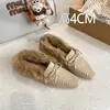 Pantuflas de lana estilo francés con lazo, corte bajo, medio cubiertas, nuevas de otoño e invierno 2026, versátiles, tipo slip-on, punta cerrada