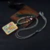 Pingente Thangka do Tibete com Detalhes em Ouro, Pingente Thangka do Deus da Riqueza de Cinco Vias, Colar Thangka Manjushri de Cobre Puro, Caixa Gawu