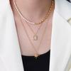 Collar sencillo de estilo europeo y americano con colgante de arroz y estrella Bamang, joyería de acero de titanio y estilo frío.