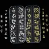 Decoraciones Navideñas para Uñas de Aleación Transfronterizas, Rejilla de 12 Compartimentos, Dorado y Plateado, Copo de Nieve de Moda, Reno, Árbol de Navidad, Pedrería para Uñas, Venta al por Mayor