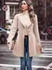 Abrigo de Lana de Color Sólido con Solapa, Ajustado, Estilo Nuevo Otoño e Invierno, Ropa de Mujer Transfronteriza de Amazon Europea y Americana 2026 (con forro)