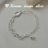 Pulsera Simple Ovalada de Plata de Ley S925 Estilo Ins de Celebridad de Internet Dongdaemun de Corea del Sur Pulsera de Diseño de Nicho Versátil