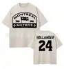 2026 Camiseta de Manga Corta para Hombre con Estampado de Letras de Equipo de la NBA Moda Urbana Versátil Casual Lavada Estilo Veraniego